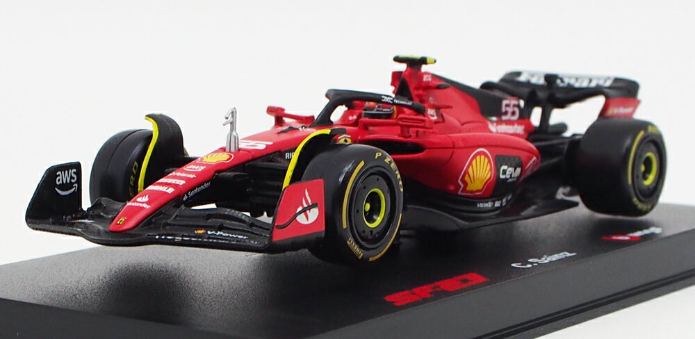 2023 ドライバー＆ケース付き ブラゴ 1/43 スケール スクーデリア フェラーリ SF-23 #55 カルロス サインツ 模型 ミニチュア ミニカー モデルカー F1