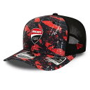 ドゥカティ コルセ New Era 9FIFTY ロゴ AOP ストレッチ メッシュ プレカーブ キャップ ブラック レッド(4)