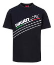 ドゥカティ DUCATI CORSE チーム ストライプ Tシャツ ブラック MotoGP バイク 公式 黒 半袖