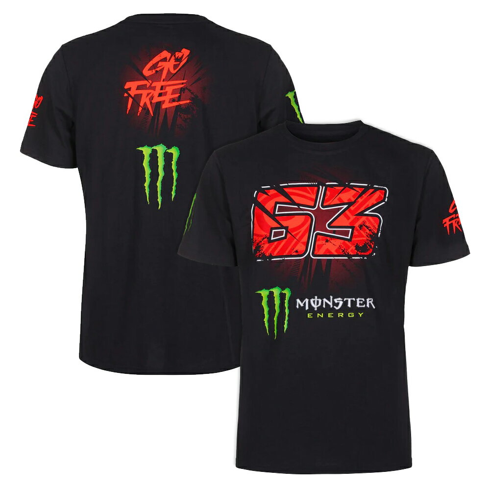 ドゥカティ DUCATI CORSE 63 フランチェスコ バニャイア モンスターエナジー Monster Energy Tシャツ ブラック