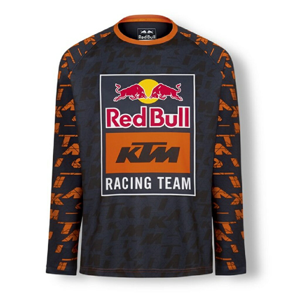 KTM レッドブル レーシング チーム モザイク ロングスリーブ Tシャツ オレンジ ネイビー