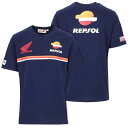 レプソル ホンダ ストライプ Tシャツ ネイビー 紺 Repsol HONDA MotoGP バイク