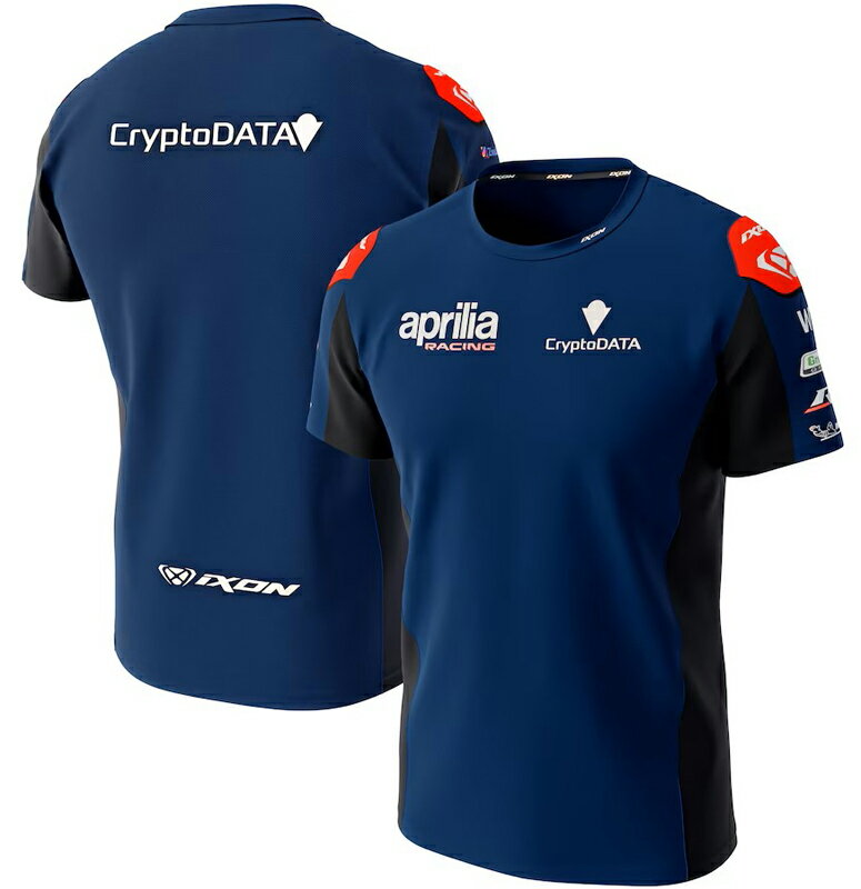 2023 CryptoDATA アプリリア RNF レーシング チーム レプリカ Tシャツ ネイビー 公式 MotoGP バイク 半袖 紺