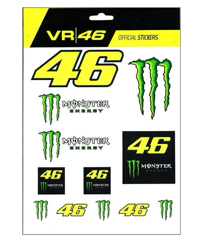 バレンティーノ・ロッシ VR46 オフィシャル MonsterEnergy モンスターエナジー ステッカーセット シール Lサイズ MotoGP バイクのサムネイル