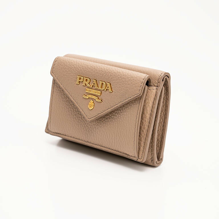 【海外買付品】PRADA（プラダ）三つ折り財布 ヴィッテロダイノ＜ピンクベージュ＞