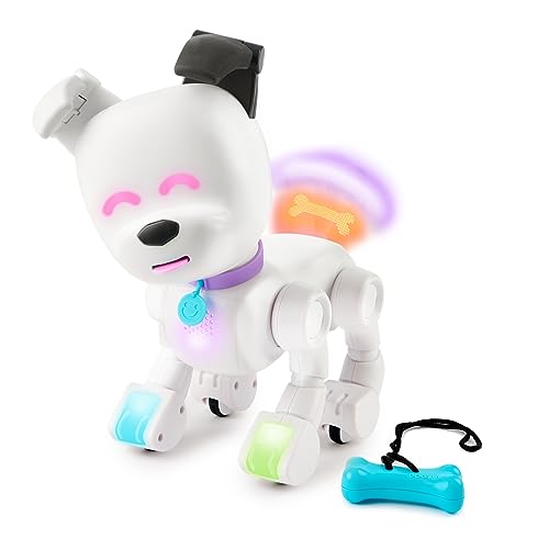 【クーポン配布中】 Dog-E インタラクティブロボット犬 カラフルなLEDライト付き 200以上の音&反応 アプリ接続 (対象…