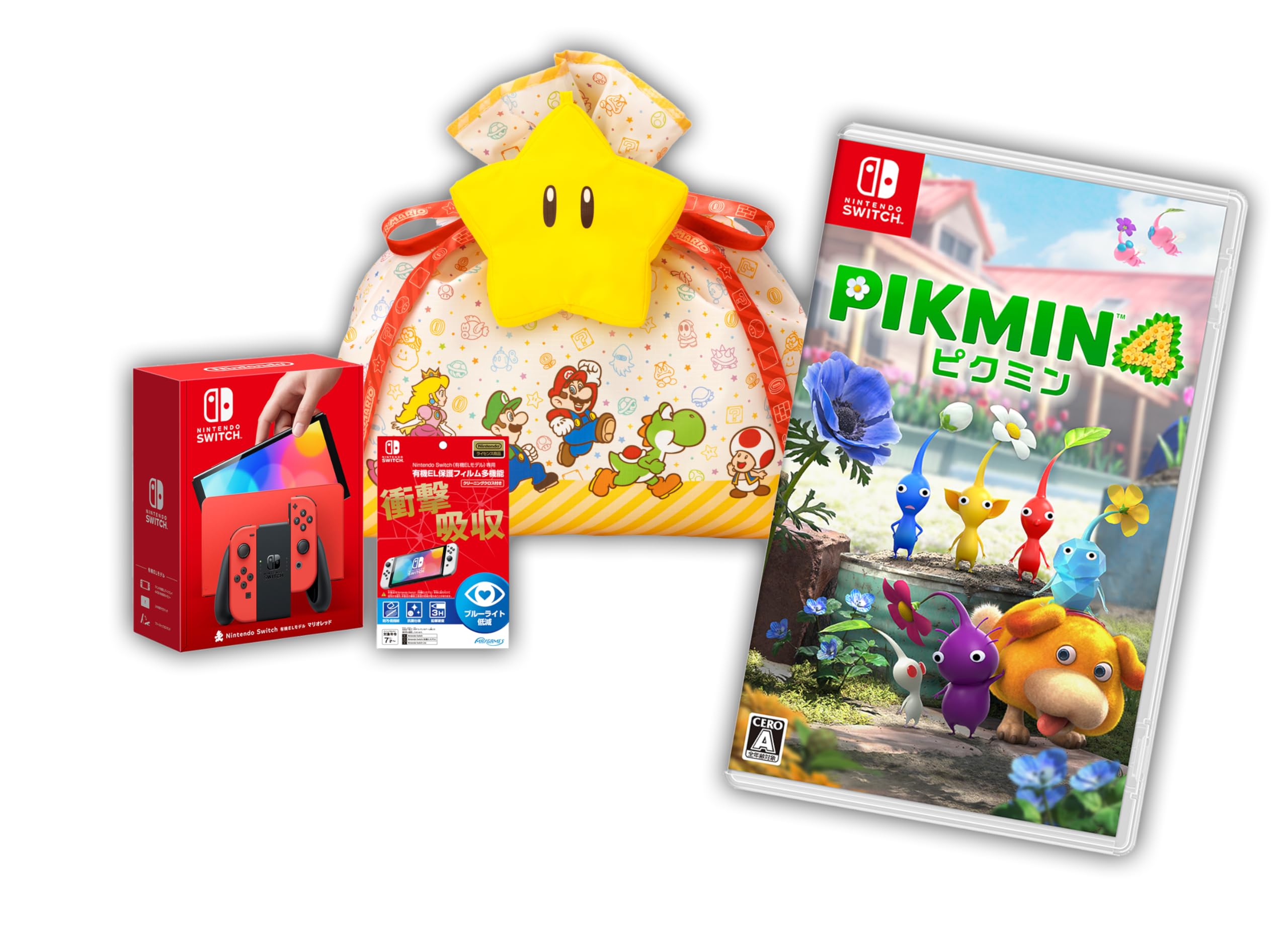 【クーポン配布中】 【スーパーマリオギフトラッピング×エコバッグ付】Pikmin 4(ピクミン 4)＋Nintendo Switch(有機ELモデ