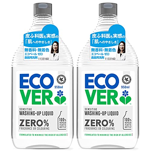 【クーポン配布中】 ECOVER(エコベール) エコベール ゼロ 食器用洗剤 詰め替え用 (無香料 無着色) 950ml×2個 大容量 ecove