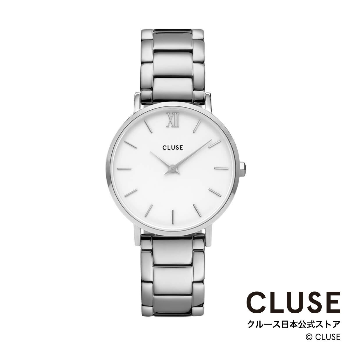 クルース ビジネス腕時計 レディース クルース CLUSE 日本公式ストア ミニュイ 3リンク シルバー ホワイト シルバー レディース 女性 腕時計 時計 防水 クォーツ
