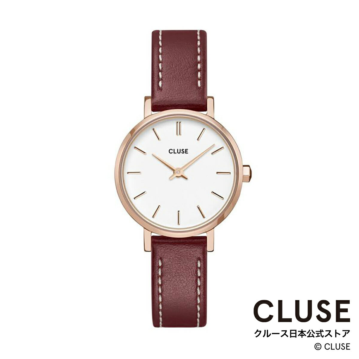 クルース 腕時計 レディース（就活向き） クルース CLUSE 日本公式ストア ボーホーシック ペティット レザー ローズゴールド ホワイト ダークレッド レディース 女性 腕時計 時計 防水 クォーツ