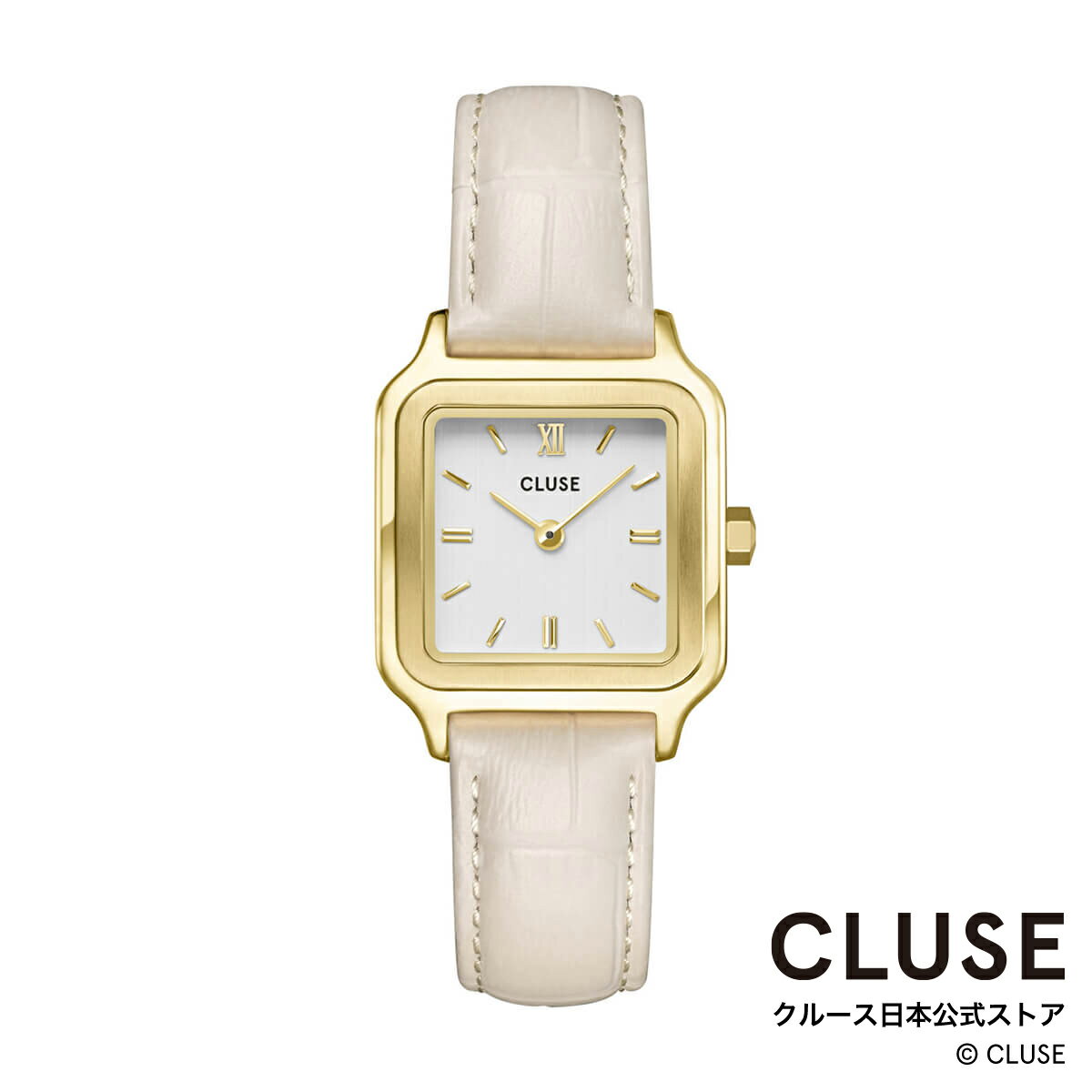 クルース CLUSE 日本公式ストア グラシューズ ペティット クロコ レザー マシュマロ ホワイト ゴールド レディース 女性 腕時計 時計 防水 クォーツ