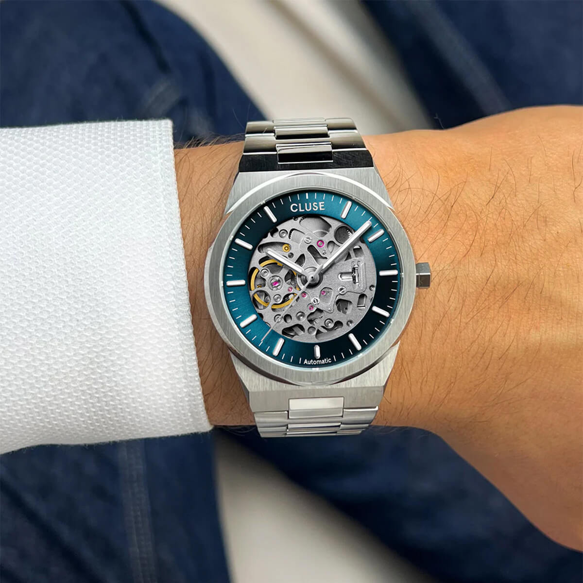 クルース CLUSE 日本公式ストア ヴィグルー オートマティック ブルー / シルバー メンズ レディース 男性 女性 ペアウォッチ 腕時計 時計 防水 クォーツ