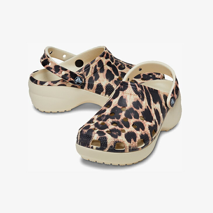 ・クロックス《レディース》 クラシック プラットフォーム アニマル リミックス クロッグ ウィメン/ボーン / レオパード/ CROCS/Classic Platform Animal Remix Clog W/Bone/Leopard