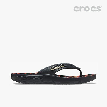 ・クロックス《ユニセックス》 クラシック クロックス アニマル リミックス フリップ/ブラック/レオパード/ CROCS/Classic Crocs Animal Remix Flip/Black/Leopard