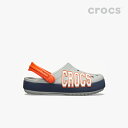 ・クロックス《キッズ》クロックバンド ロゴ クロッグ/ライト グレーxネイビー/ CROCS/Crocband Logo Clog/Light GreyxNavy ｜**