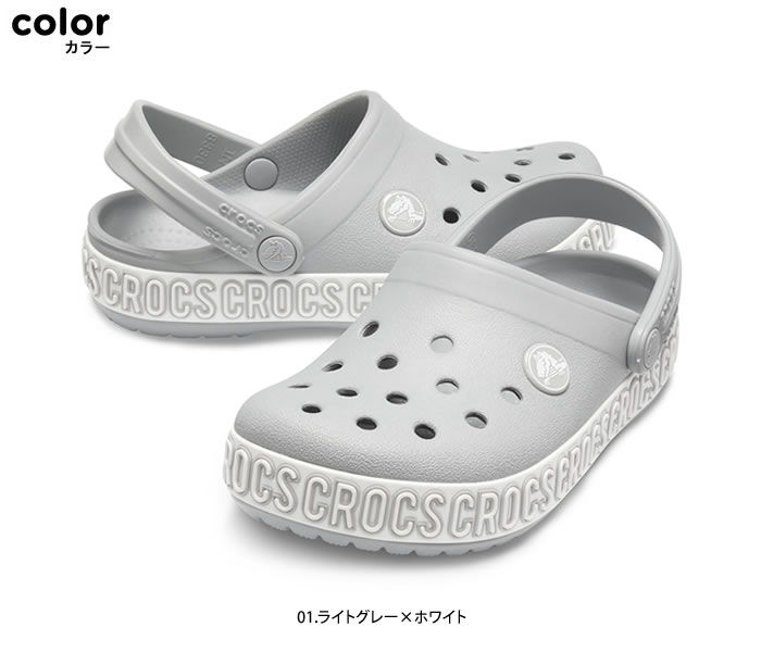 【3,000円Offクーポン配布中】CROCS【クロックス】Crocband Logo Mania Clog Kids / クロックバンド ロゴ マニア クロッグ キッズ / ライトグレー×ホワイト ｜※※　ケイマン サンダル ビーサン