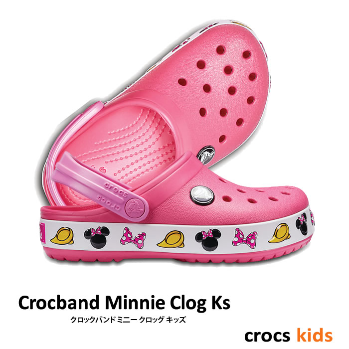 【3,000円Offクーポン配布中】CROCS【クロックス】Crocband Minnie Clog Ks / クロックバンド ミ二ー クロッグ キッズ / パラダイスピンク｜※※ ケイマン サンダル ビーサン