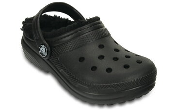 ▲￥1980 送料無料▼ CROCS【クロックス】Classic Lined Clog Kids/ クラシック ラインド クロッグ キッズ/ ブラック×ブラック｜サンダル マンモス ボア ムートン ブリッツェン マンモス ムートン モコモコ スリッパ