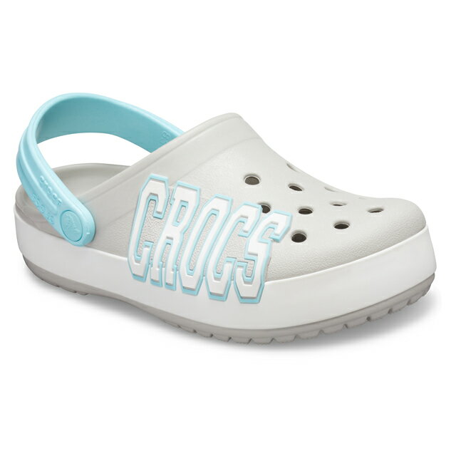 ▲￥1980 送料無料▼ CROCS【クロックス】Crocband Logo Clog Kids/ クロックバンド ロゴ クロッグ キッズ/ パールホワイト×アイスブルー｜