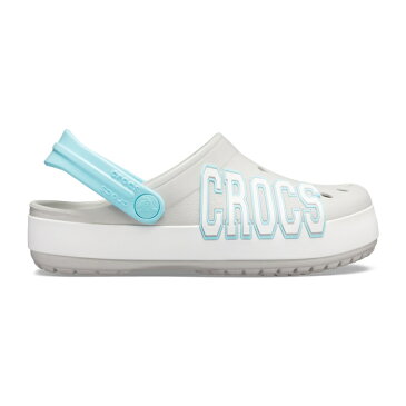・CROCS【クロックス/キッズ】Crocband Logo Clog Kids/ クロックバンド ロゴ クロッグ キッズ/ パールホワイト×アイスブルー|