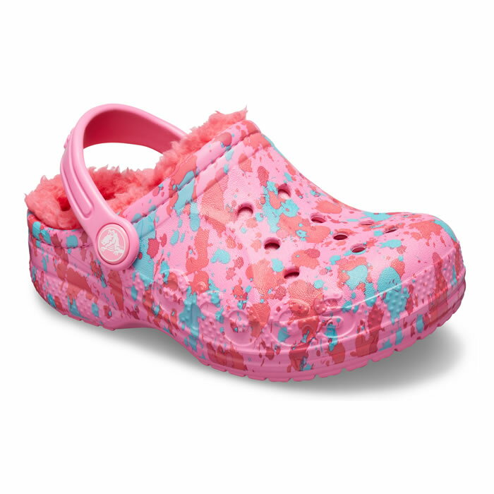 ・クロックス ボア《キッズ》バヤ プリンテッド ラインド クロッグ /ピンク レモネードxポピー/ CROCS/Baya Printed Lined Clog/Pink LemonadexPoppy ｜**