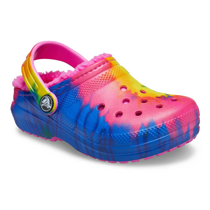・クロックス《キッズ》クラシック ラインド タイダイ グラフィック クロッグ/エレクトリック ピンクxマルチ/ CROCS/Classic Lined Tie Dye Graphic Clog/Electoric PinkxMulti ｜