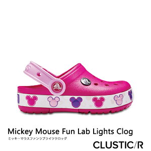 ・クロックス《キッズ》クロックバンドミッキーマウスファンラブライツ クロッグ/キャンディ ピンク/ CROCS/Crocband Mickey Mouse Fun Lab Lights Clog/CandyPink ｜**