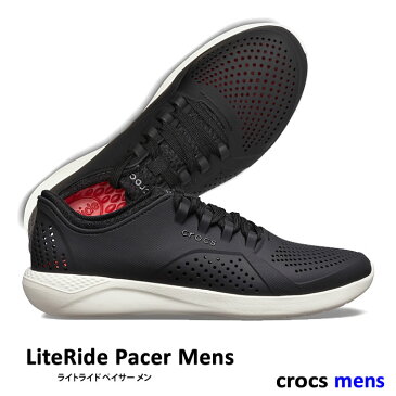 ・CROCS【クロックス】LiteRide Pacer Ms/ ライトライド ペイサー メンズ/ ブラック×ホワイト｜※※ メンズ スニーカー スリッポン