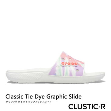 ▲-40%▼ クロックス《ユニセックス》クラシック タイ ダイ グラフィック スライド/フレスコxマルチ/ CROCS/Classic Tie Dye Graphic Slide/FrescoxMulti #**