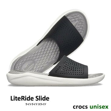 ▲￥3480 送料無料▼ CROCS【クロックス】LiteRide Slide/ ライトライド スライド/ ブラック×スモーク｜メンズ レディース サンダル スポーツサンダル オフィス スリッパ シャワーサンダル ビーチサンダル リカバリーシューズ