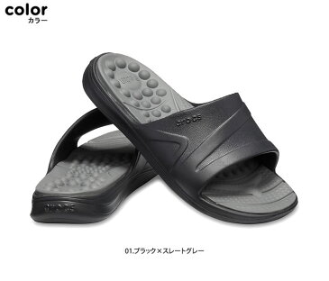 ..CROCS【クロックス】Reviva Slide / リバイバ スライド / ブラック×スレートグレー ｜※※ メンズ レディース サンダル スポーツサンダル シャワーサンダル ビーチサンダル リカバリーサンダル