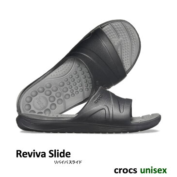 ..CROCS【クロックス】Reviva Slide / リバイバ スライド / ブラック×スレートグレー ｜※※ メンズ レディース サンダル スポーツサンダル シャワーサンダル ビーチサンダル リカバリーサンダル