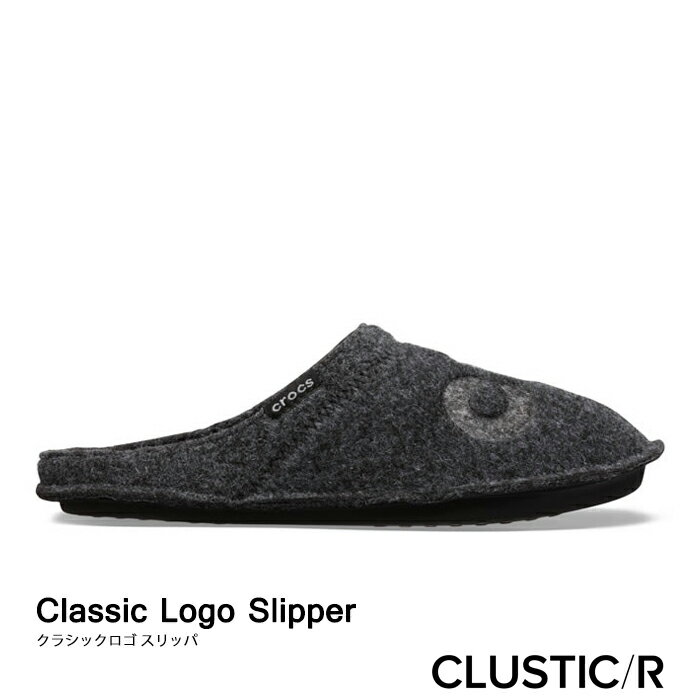 ・クロックス《ユニセックス》クラシック ロゴ スリッパ/ブラックxブラック/ CROCS/Classic Logo Slipper/BlackxBlack ｜