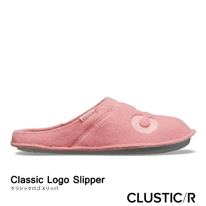 ・クロックス《ユニセックス》 クラシック ロゴ スリッパ/ブロッサム ライトグレー/ CROCS/Classic Logo Slipper/BlossomxLightGrey ｜**