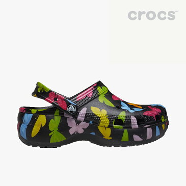 ・クロックス《レディース》クラシック プラットフォーム グラフィック クロッグ/バタフライxブラック/ CROCS/レディースClassic Platform Graphic Clog/ButterflyxBlack #**