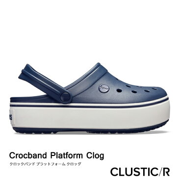・クロックス《ユニセックス》クロックバンド プラットフォーム クロッグ/ネイビーxホワイト/ CROCS/Crocband Platform Clog/NavyxWhite |**