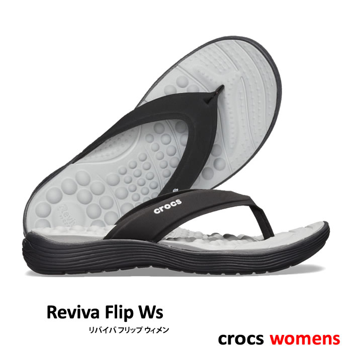 ・CROCS【クロックス】Reviva Flip Ws/ リバイバ フリップ ウィメンズ/ ブラック×ブラック｜※※ レディース サンダル スポーツサンダル シャワーサンダル ビーチサンダル リカバリーサンダル