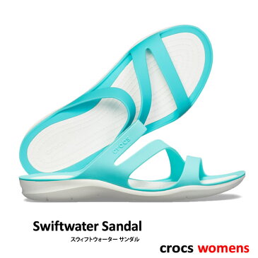 ▲￥2990 送料無料▼ CROCS【クロックス】Swiftwater Sandal Ws/ スウィフトウォーター サンダル ウィメンズ/ プール×ホワイト｜レディース サンダル スポーツサンダル オフィス スリッパ シャワーサンダル ビーチサンダル リカバリーシューズ