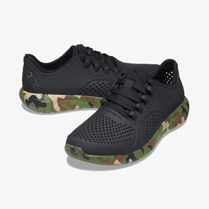 ・クロックス《レディース》ライトライド プリンテッド カモ ペーサー/ブラックxマルチ/ CROCS/レディースLiteRide Printed Camo Pacer/BlackxMulti #**