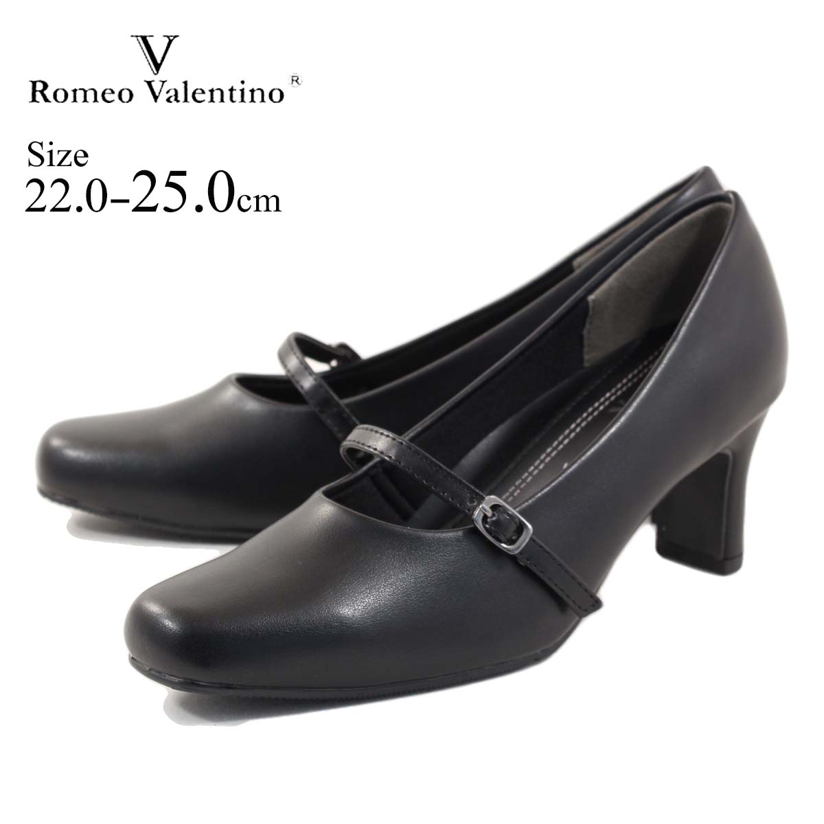 【お買い物マラソン！10日限定！P5倍！お得なCPも！】 romeo valentino ロメオバレンチノ パンプス ストラップ付リクルートパンプス vb3301 リクルート フォーマル 冠婚葬祭