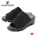 【ワンダフルデー!P10倍×P3倍!】 LUCIANO VALENTINO ルチアーノバレンチノ サンダル オフィスサンダル ミュール レディース 靴 黒 ブラック ウェッジ 仕事 im6455