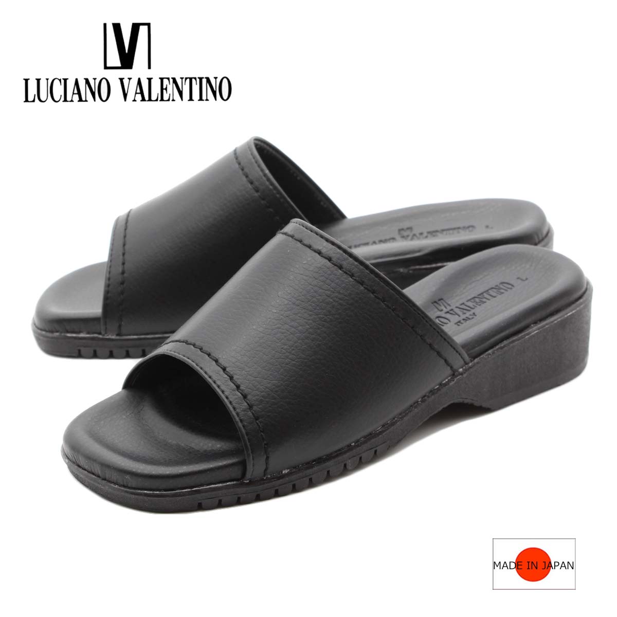 LUCIANO VALENTINO ルチアーノバレンチノ サンダル オフィスサンダル ミュール レディース 靴 黒 ブラック ウェッジ 仕事 日本製 国産 im5740