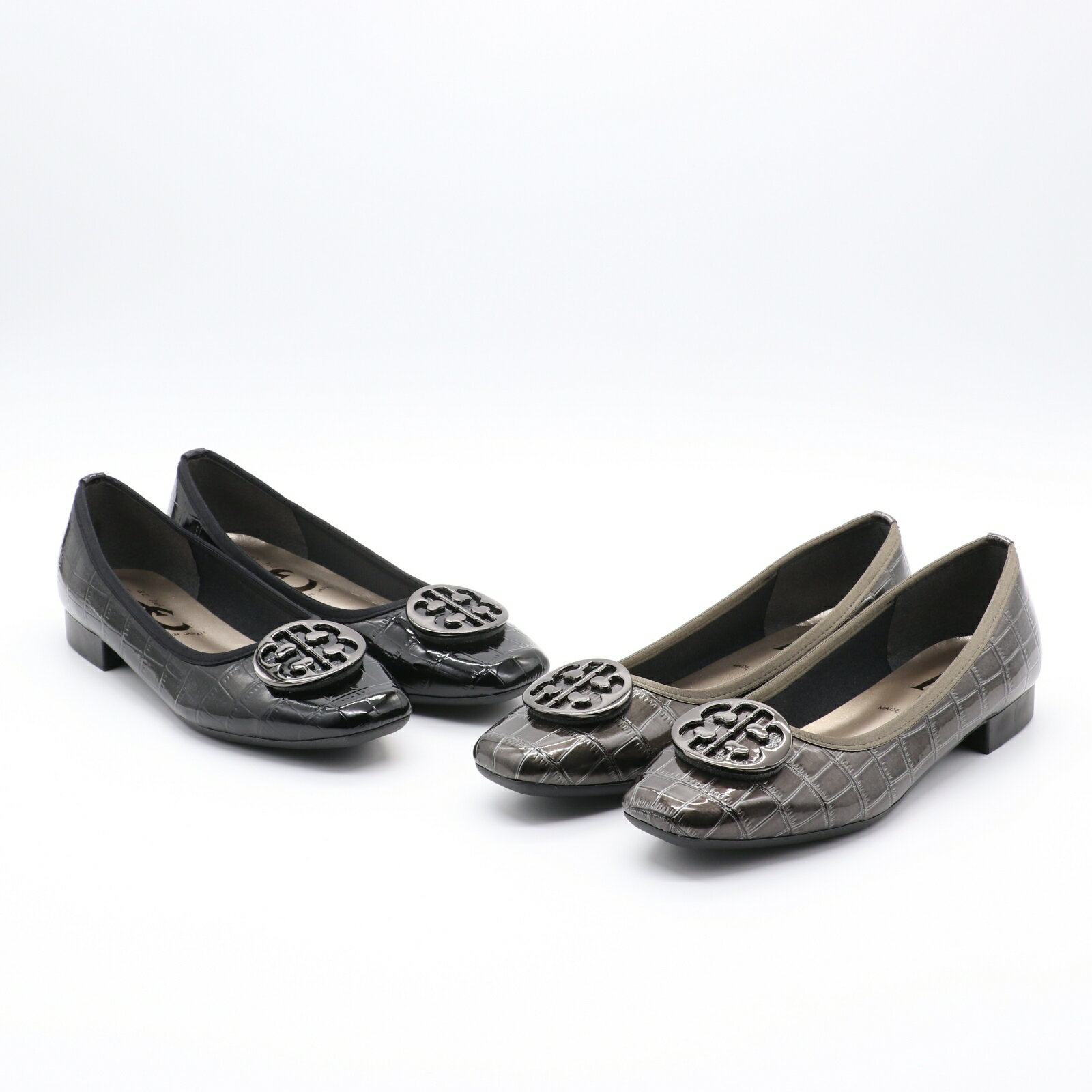 【BRラスト3時間！20％OFFクーポン！P最大47倍！】 neue ar he AC パンプス ローヒール クロコ バレエ..