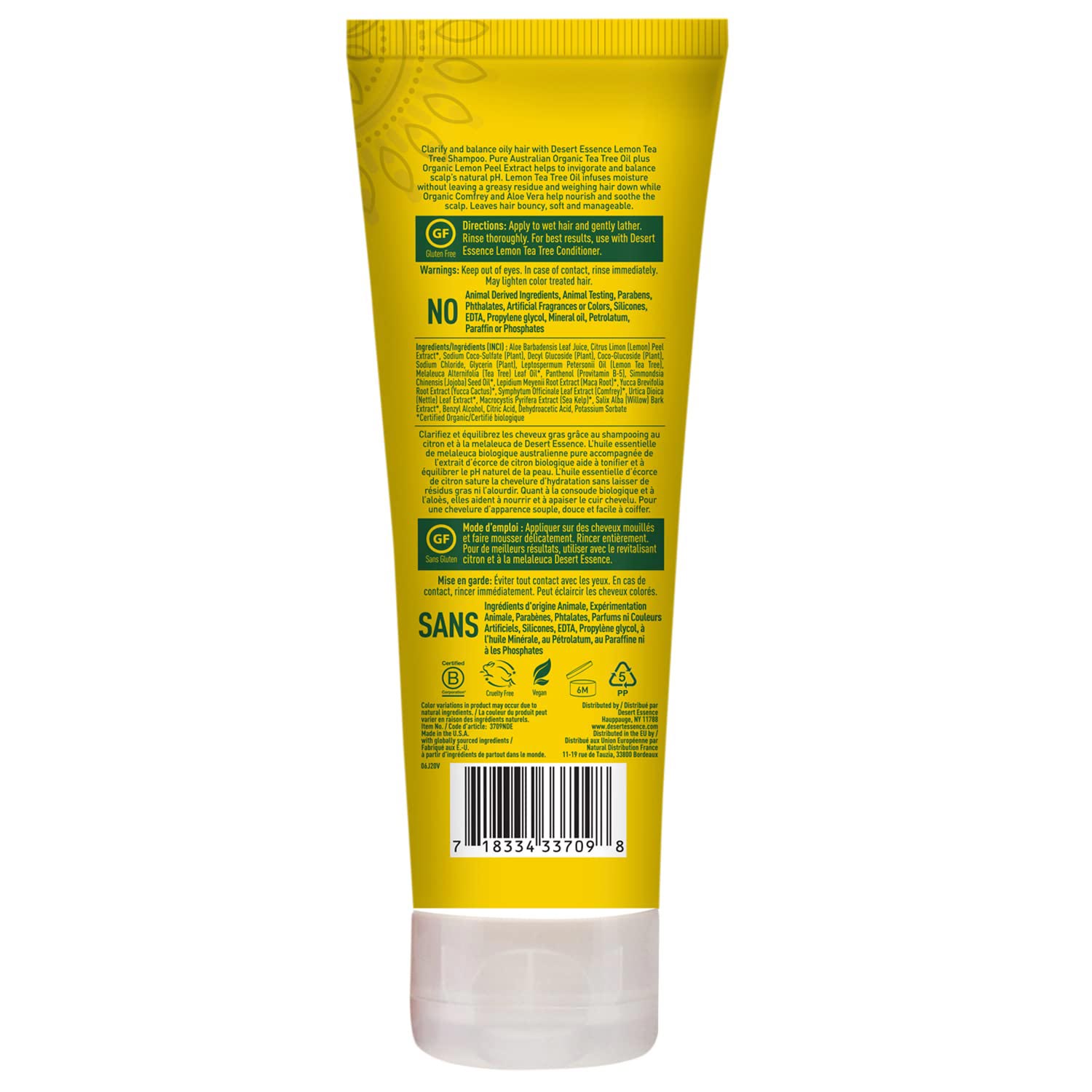 DESERT ESSENCE オーガニック シャンプー レモン ティーツリー 237ml デザートエッセンス Organics Shampoo Lemon Tea Tree 8floz【お取り寄せ商品】【合わせて買いたい】 cmga-10011645 カリフォルニアスマイル サンプル画像2