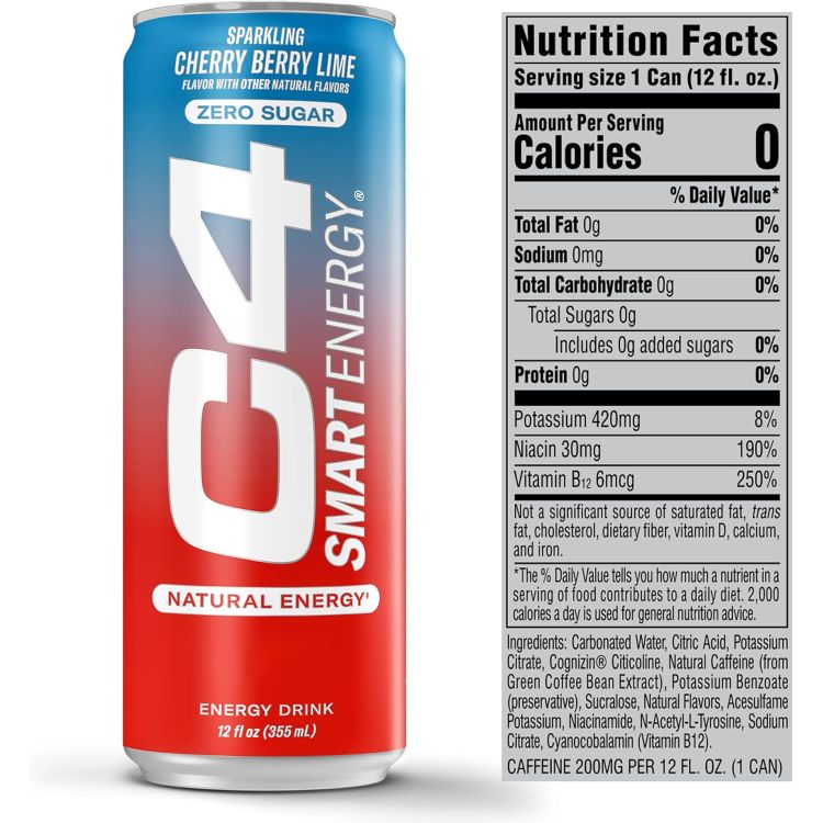 カリフォルニアスマイルのセルコア C4 スマートエナジードリンク チェリーベリーライム355ml 12本入り RTD: Cellucor C4 Smart Energy: Cherry Berry Lime (12/12oz) 【お取り寄せ商品】【合わせて買いたい】｜アングル2