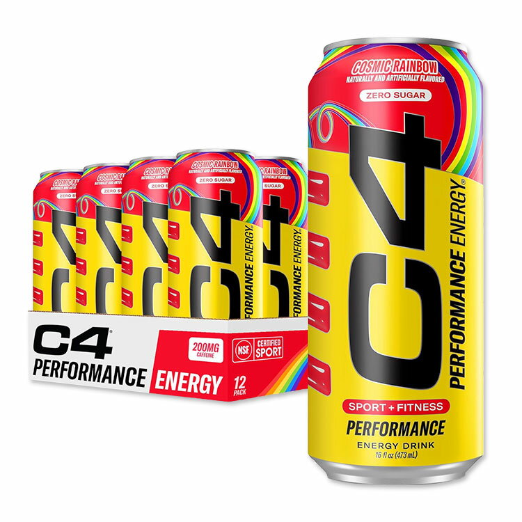 Soft Drinks - 【アメリカコストコ品】C4 エナジードリンク コズミックレインボー 473ml 12 個入り C4 Energy Drink, Original Skittles, 16 fl oz, 12-count【お取り寄せ商品】【合わせて買いたい】