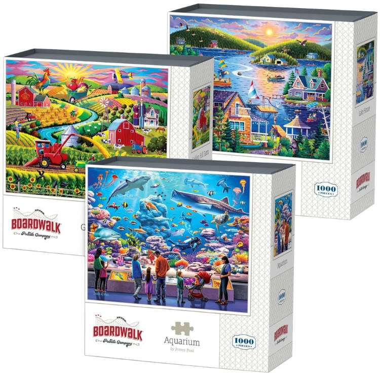 �ܡ��ɥ������� ���������ѥ��� 3�ĥѥå� �Ƥγڤ��� Boardwalk Assorted Jigsaw Puzzles, 3-pack Summer Fun...