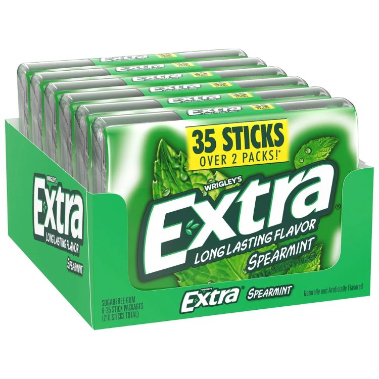 樂天商城 - エクストラ シュガーフリー チューインガム スペアミント 35本入り 6個セット Extra Sugar Free Chewing Gum, Spearmint, Mega Pack, 35 Sticks, 6-count 【お取り寄せ商品】