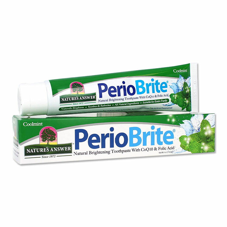 【ペースト状歯磨き粉】PerioBrite ナチュラルブライトニング歯磨き粉 クールミント 113.4g (4oz) Nature's Answer (ネイチャーズアンサー)