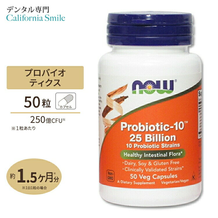 【プロバイオティクスで口腔環境ケア】NOW Foods プロバイオティック-10 250億 50粒 ベジカプセル ナウフーズ Probiotic-10 25Billion 50vegcapsules
